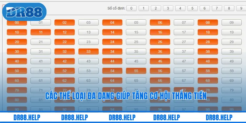 Các thể loại đa dạng giúp tăng cơ hội thắng tiền