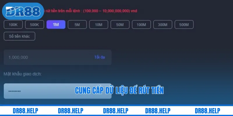 Cung cấp dữ liệu để rút tiền